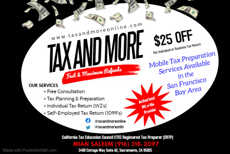 TAX AND MORE BAY AREA WEBISTE BANNER